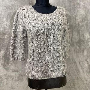 Sarsaparilla  Anthropologie Wool Blend Chunky Knit Sweater Women's M Gray